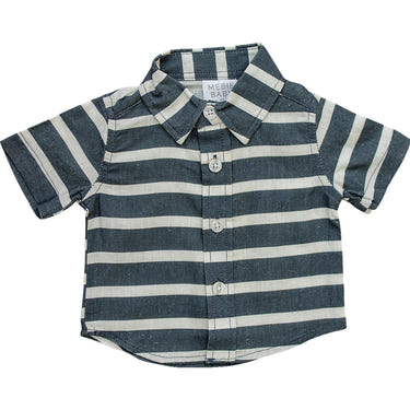 Baby stripe linen button-up shirt, perfect for stylish and comfortable dressing.