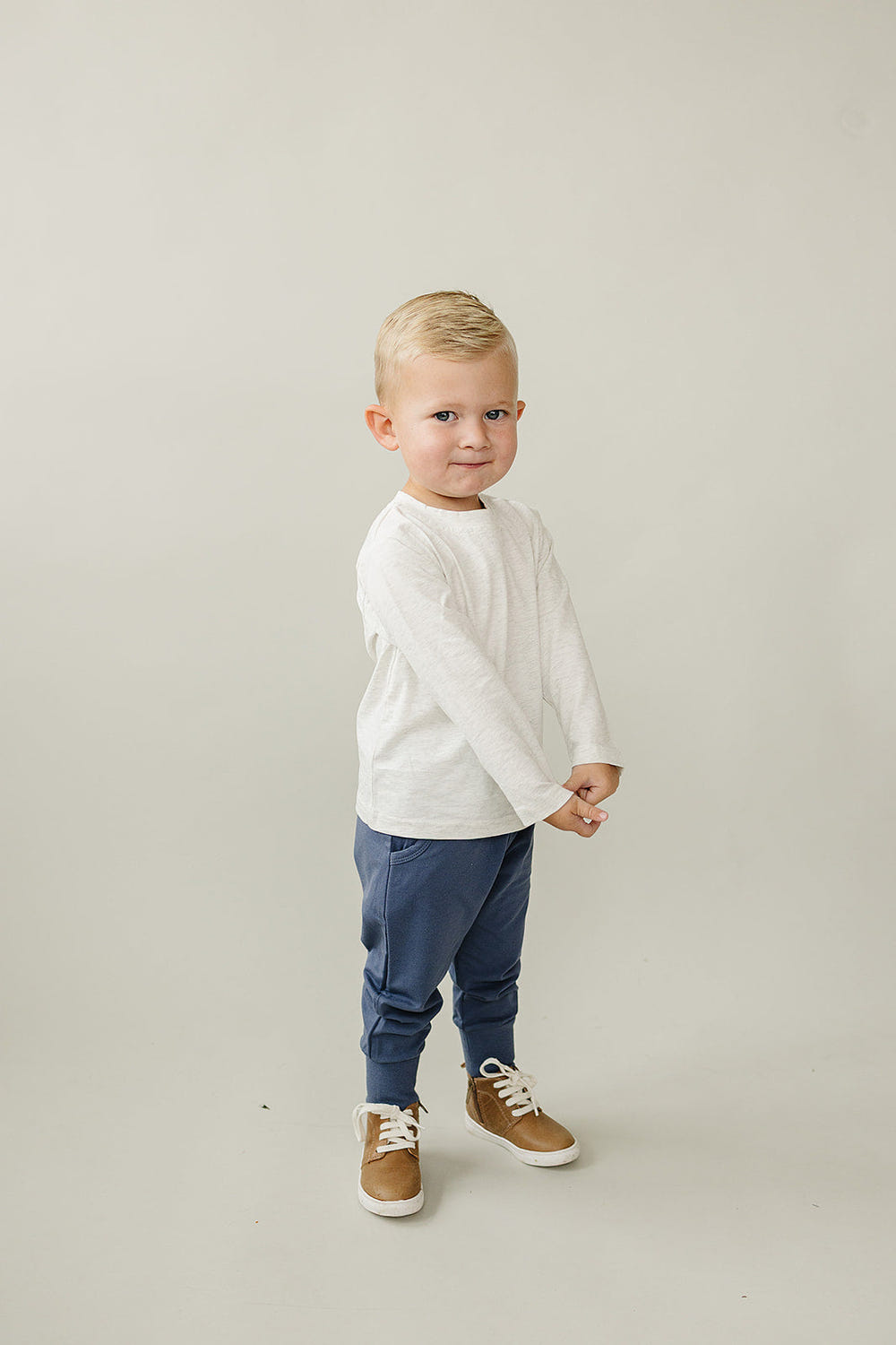 Navy pocket joggers for babies, comfortable and stylish for everyday wear.