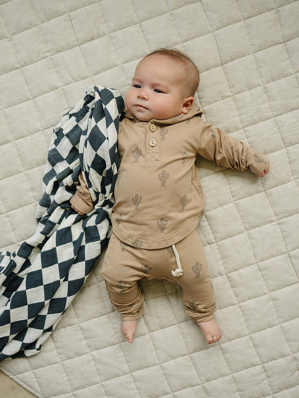 Cactus hooded baby set in two-piece bundle, showcasing playful design and soft fabric from angle 3.