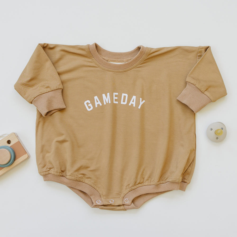 Gameday Bamboo Bubble Romper for babies in a stylish design, perfect for comfort and play.