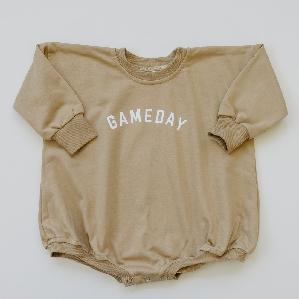 Gameday Sweatshirt Romper for babies, cozy and stylish outfit for little fans. Perfect for game day adventures!