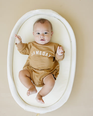 Gameday Bamboo Bubble Romper for babies in a stylish design, perfect for comfort and play.