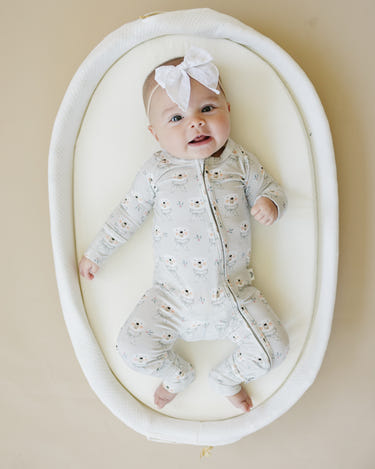 Cute Polar Bear Zippy Romper for babies, perfect for cozy and stylish playtime.