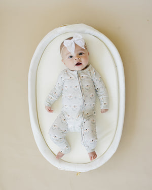 Polar Bear Zippy Romper for babies, cozy and cute, shown from angle 4, perfect for playtime and comfort.