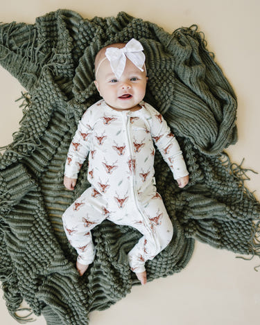 Reindeer Games Ribbed Bamboo Zippy Pajamas for babies NB to 3/6m - cozy sleepwear for a comfortable night's rest.