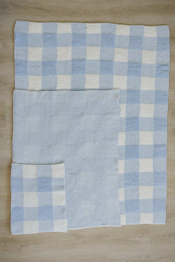 Light Blue Plaid Plush Blanket