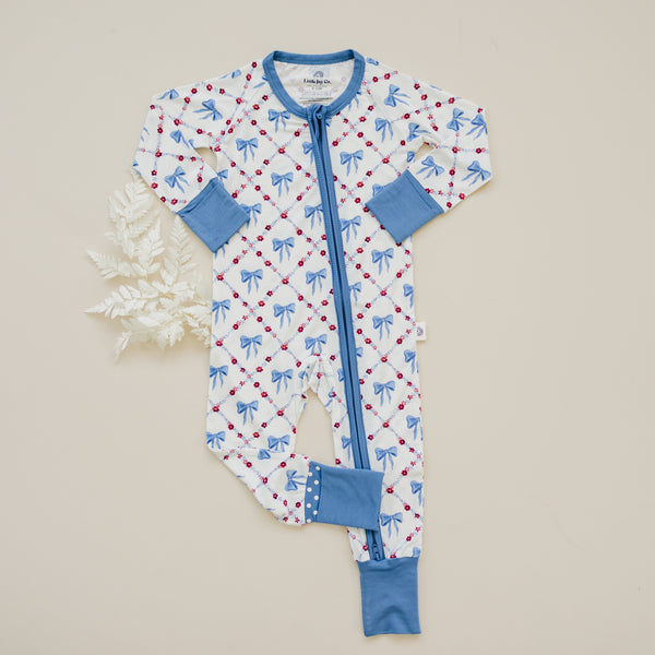 Red White & Bows Bamboo Zippy Pajamas