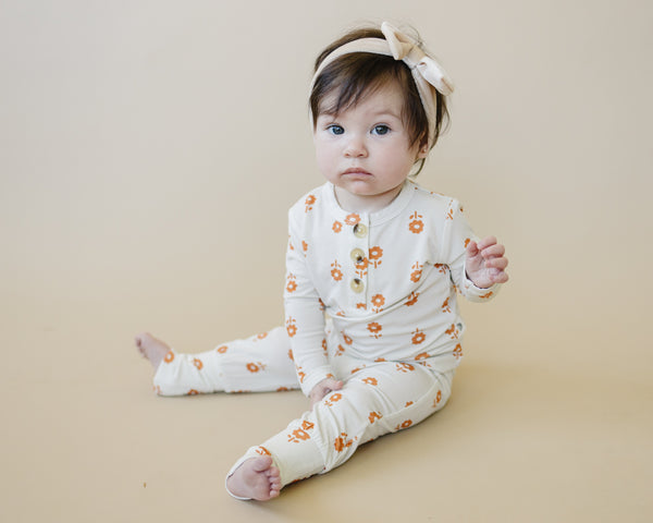 Pumpkin Posie 2pc Bamboo Pajamas for Kids - Sizes Newborn & Up!