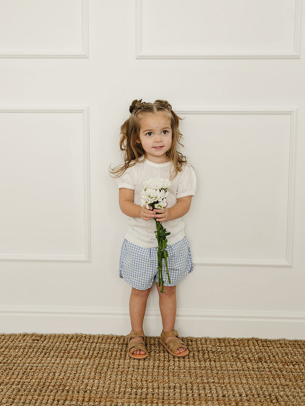 White Pointelle Tee