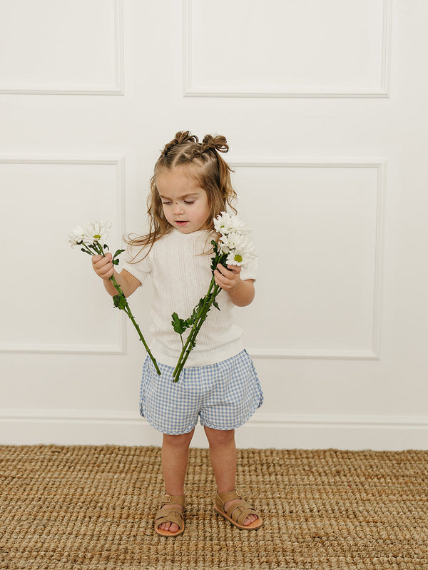 White Pointelle Tee
