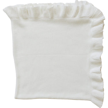 White Ruffle Knit Blanket