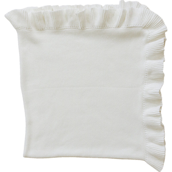 White Ruffle Knit Blanket