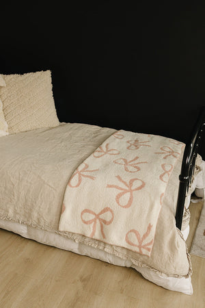 Pink Bow Plush Blanket