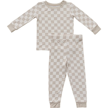 Taupe Checkered Bamboo Cozy Set - MOOGCO Baby