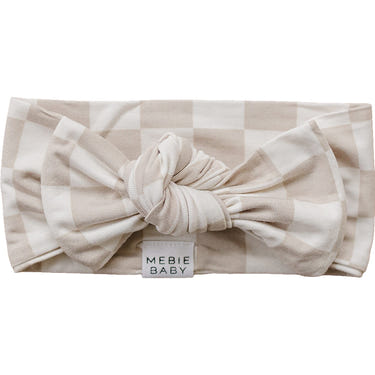 Taupe Checkered Bamboo Head Wrap - MOOGCO Baby