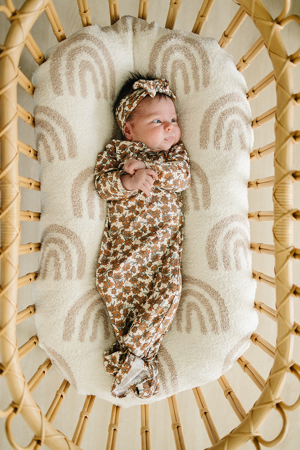 Cream Magnolia Bamboo Knot Gown - MOOGCO Baby