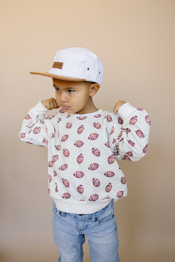 Little Joy Co Football Print Crewneck Sweatshirt Relaxed Fit