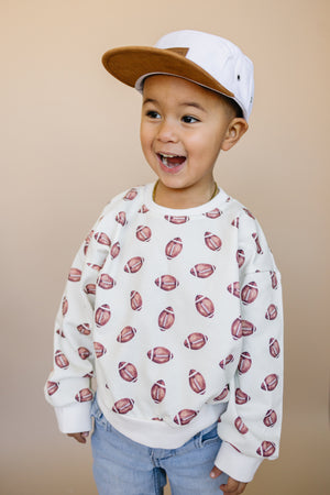 Little Joy Co Football Print Crewneck Sweatshirt Relaxed Fit