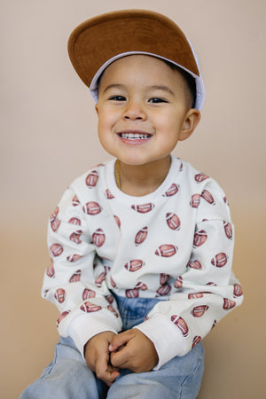 Little Joy Co Football Print Crewneck Sweatshirt Relaxed Fit