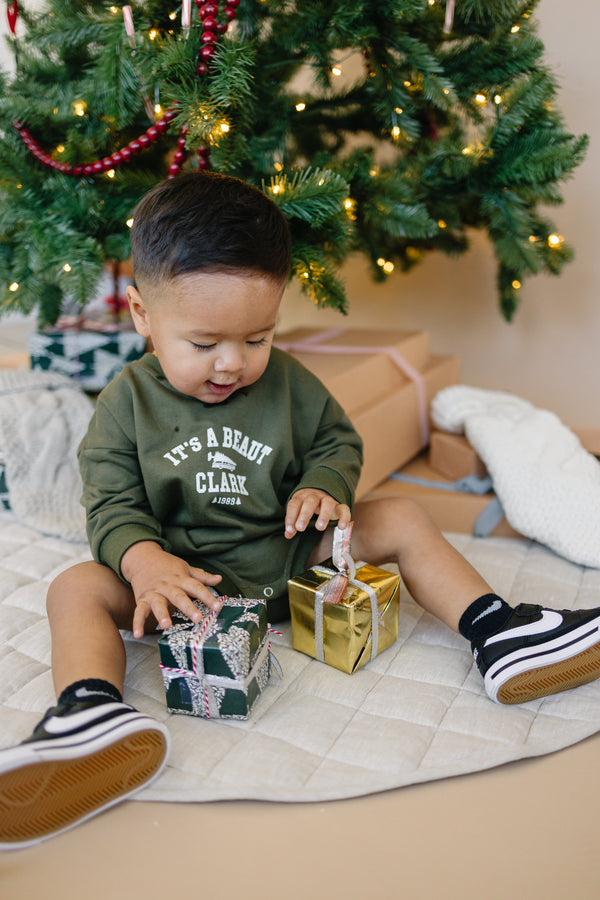 It's a Beaut Clark Christmas Sweatshirt Romper