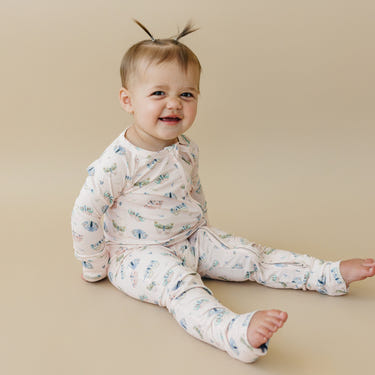 Luna Moths Bamboo Zippy Pajamas for babies, soft and stylish sleepwear in vibrant colors.