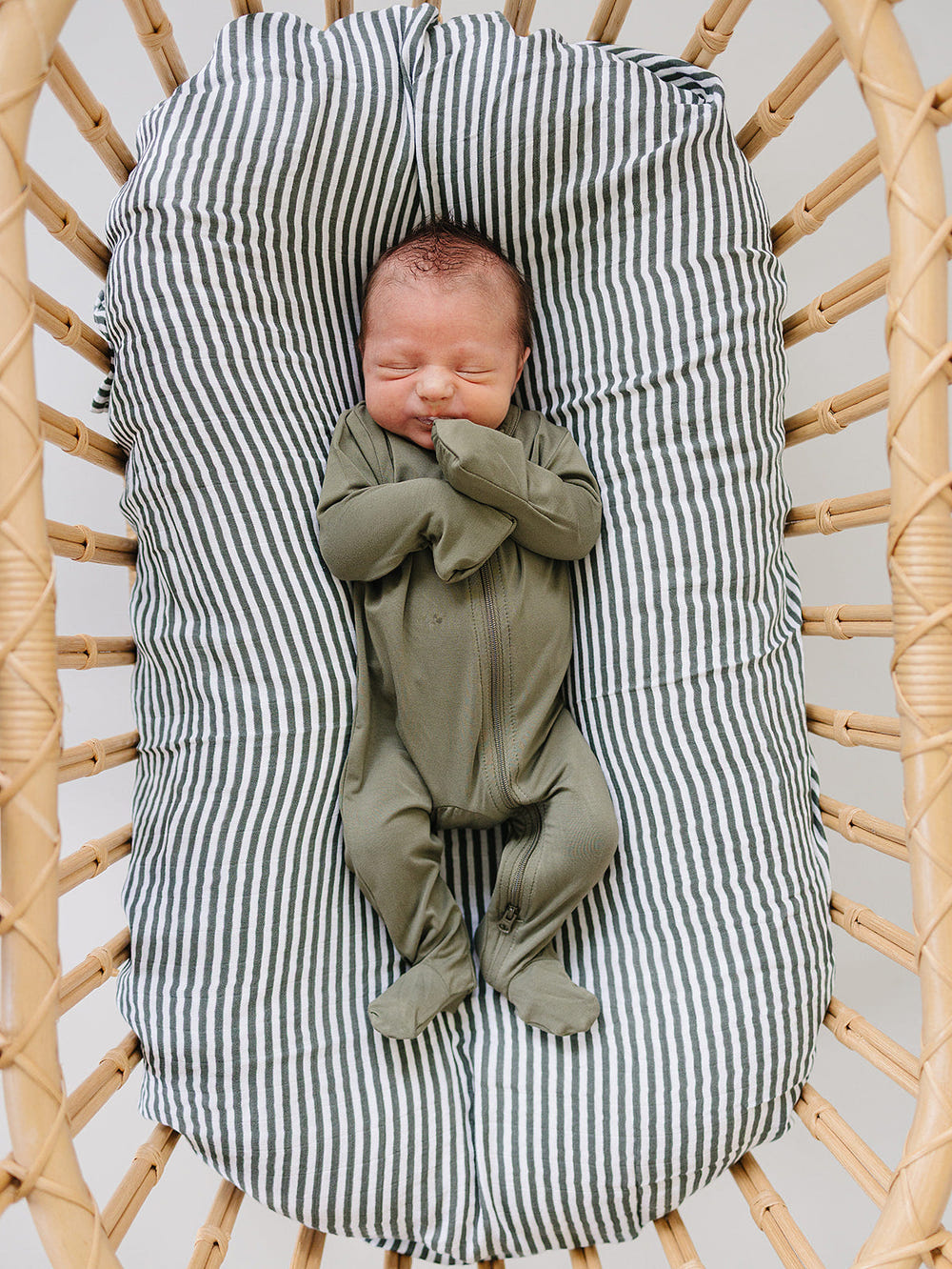 Olive Bamboo Footed Zipper - MOOGCO Baby