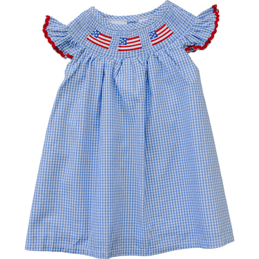 Flag Gingham Smocked Dress