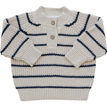 Baby Stripe Button Knit Sweater - Cozy and stylish clothing for infants. Perfect for chilly days!