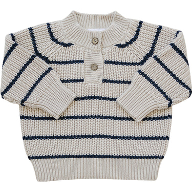 Stripe Button Knit Sweater