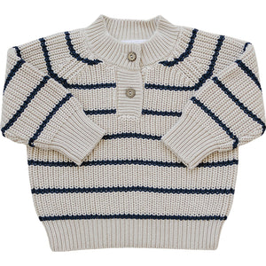 Stripe Button Knit Sweater