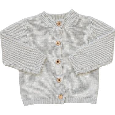 Oatmeal knit button-down cardigan for babies, cozy and stylish clothing for infants.