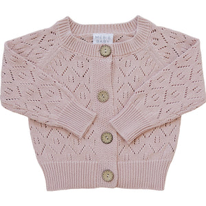 Pink Pointelle Button Down Cardigan