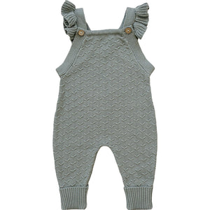Green Ruffle Knit Overalls