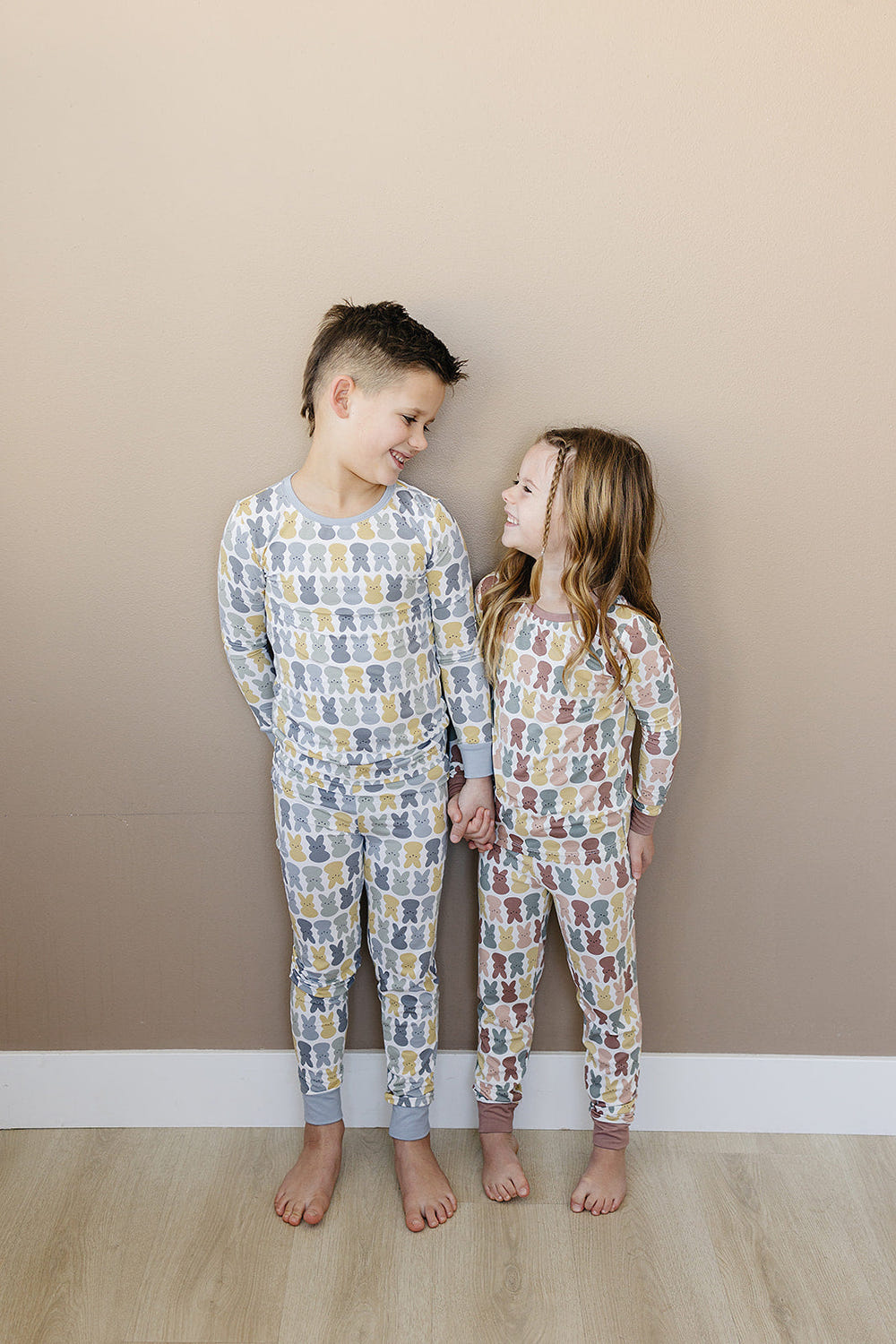 Dusty Blue Peep Bamboo Cozy Set for babies - soft, stylish bottoms and leggings for comfort and cuteness.