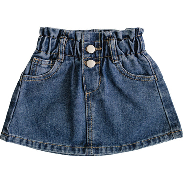 Dark wash denim skirt for babies, perfect for stylish outfits and everyday wear.