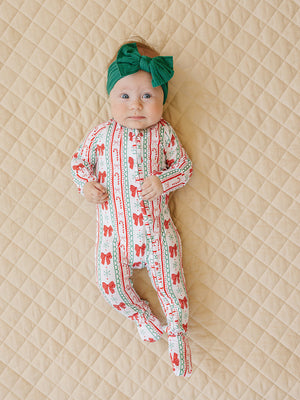 Bamboo Zip Romper | Retro Candy Cane