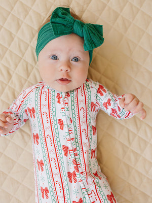 Bamboo Zip Romper | Retro Candy Cane
