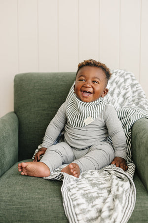 Green Stripes Classic Muslin Bib