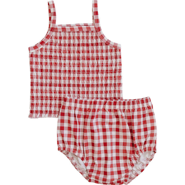 Gingham Ruched Bloomer Set