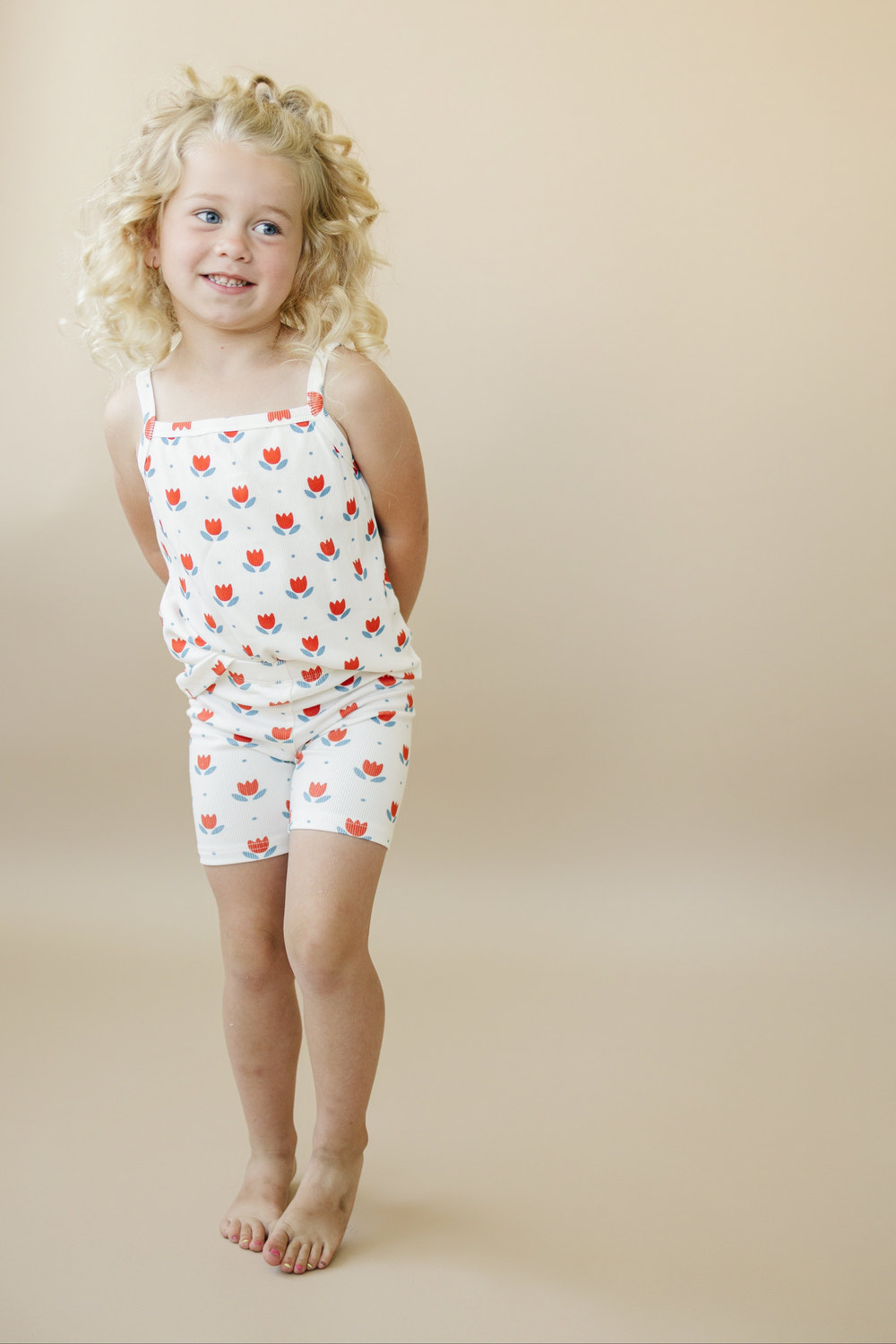 Red White & Blue Tulip Ribbed Bamboo 2pc Tank Set for babies, perfect for bedding and sleep comfort.