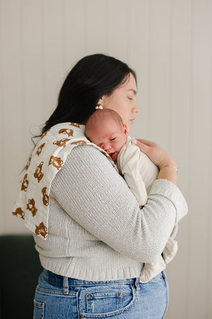 Teddy Bear Muslin Burp Cloth