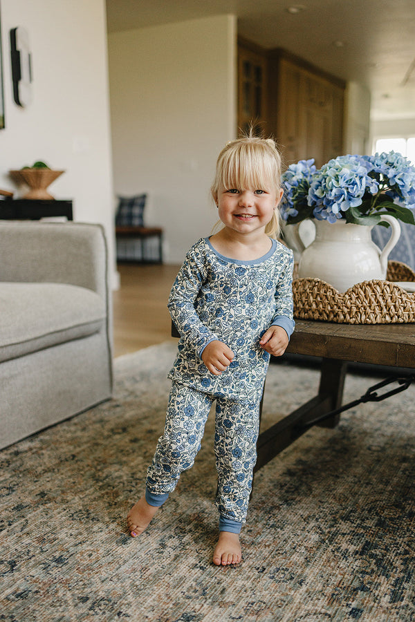 Bluebell Pointelle Bamboo Cozy Set for babies, featuring a soft two-piece design in a charming angle view.