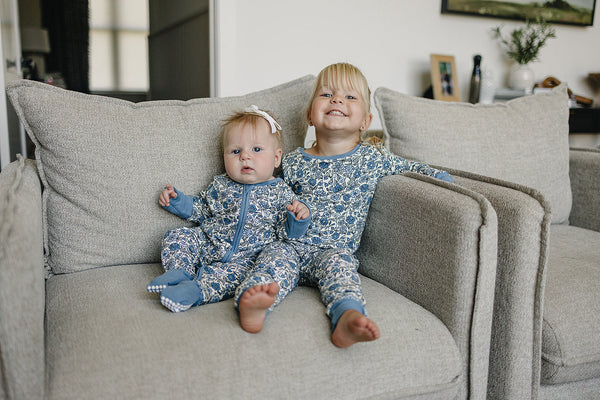 Bluebell Pointelle Bamboo Cozy Set for babies, featuring a soft two-piece design in a charming angle view.
