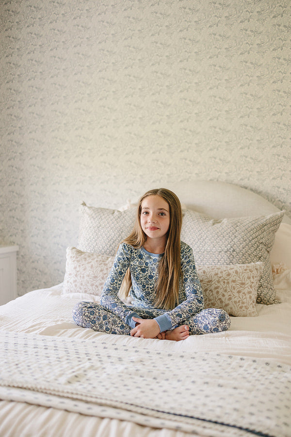 Bluebell Pointelle Bamboo Cozy Set for babies, featuring a soft two-piece design in a charming angle view.