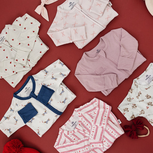 Valentine's Teddy Bear 2pc Bamboo Pajamas for babies, cozy bedding and sleepwear, angle view 13.