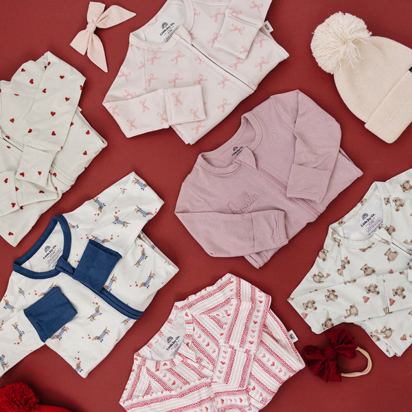 Tiny Hearts 2pc Bamboo Pajamas for babies, soft and cozy sleepwear in angle 7 view. Perfect for bedtime comfort.