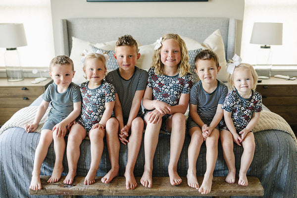 Americana Floral Ribbed Bamboo Cozy Short Set for babies, featuring a vibrant floral design in a comfortable two-piece style.