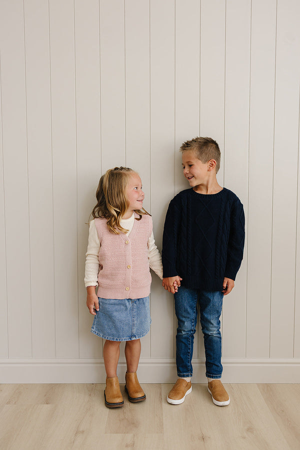 Pink Knit Button Down Vest