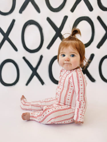 Laced with Love Bamboo Zippy Pajamas for babies in soft, breathable fabric, perfect for comfort and style.
