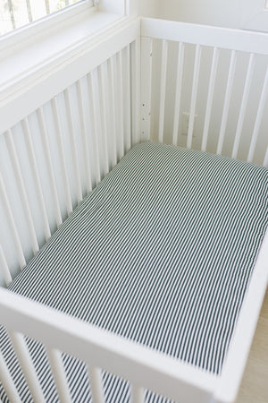 Green Stripes Muslin Crib Sheet